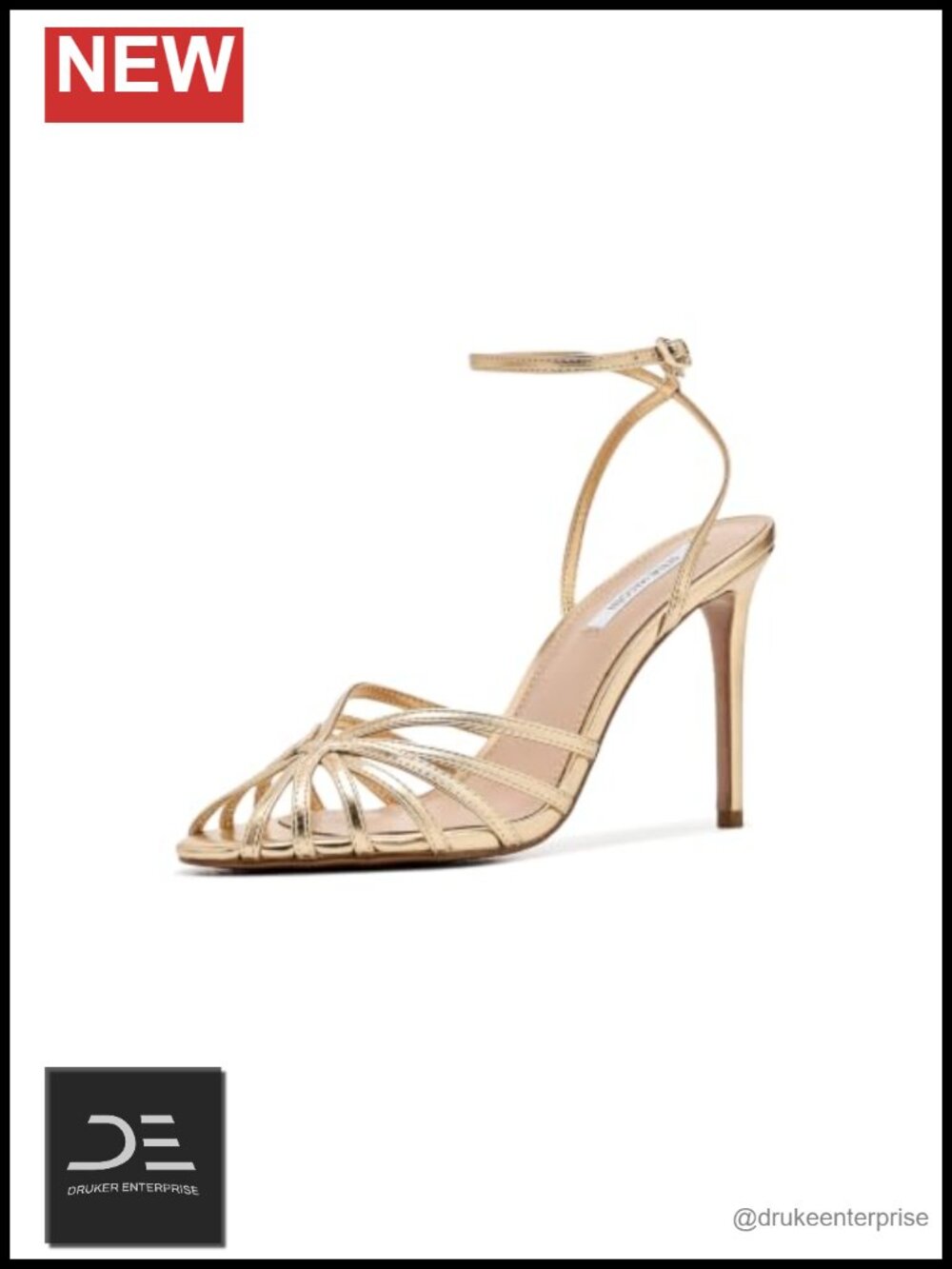 Strappy Vegan Leather Stiletto Heels, Almond Toe, Ankle Buckle Heels for Women